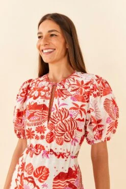 Farm Rio Off-White Rio Tiles Puff Sleeve Mini Dress -Farm Rio Shoop 305274 03