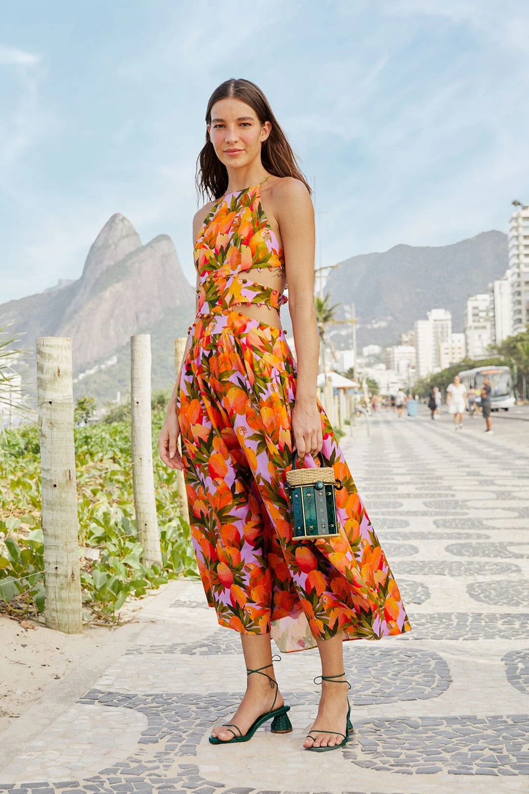 Farm Rio Lilac Mango Macaws Midi Dress 1 Farm Rio Lilac Mango Macaws Midi Dress