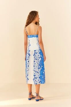 Farm Rio Blue Flower Stripes Midi Dress -Farm Rio Shoop 305348 03