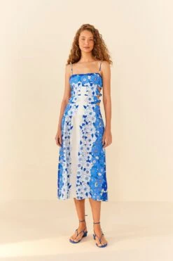 Farm Rio Blue Flower Stripes Midi Dress -Farm Rio Shoop 305348 04