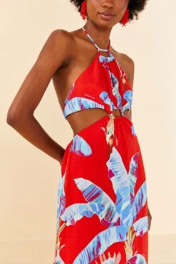 Farm Rio Red Sweet Jungle Cut Out Midi Dress -Farm Rio Shoop 305349 04