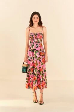 Pink Leopard Forest Midi Dress