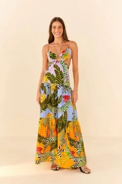 Farm Rio Mixed Striped Bananas Maxi Dress 9 Farm Rio Mixed Striped Bananas Maxi Dress -Farm Rio Shoop 305797 04