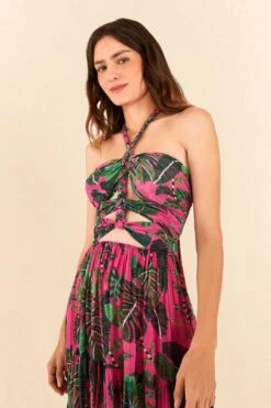 Pink Leaves Cut Out Maxi Dress -Farm Rio Shoop 305799 03 1