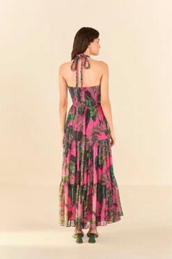 Pink Leaves Cut Out Maxi Dress -Farm Rio Shoop 305799 05 1