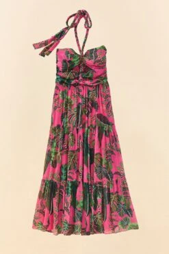 Pink Leaves Cut Out Maxi Dress -Farm Rio Shoop 305799 07