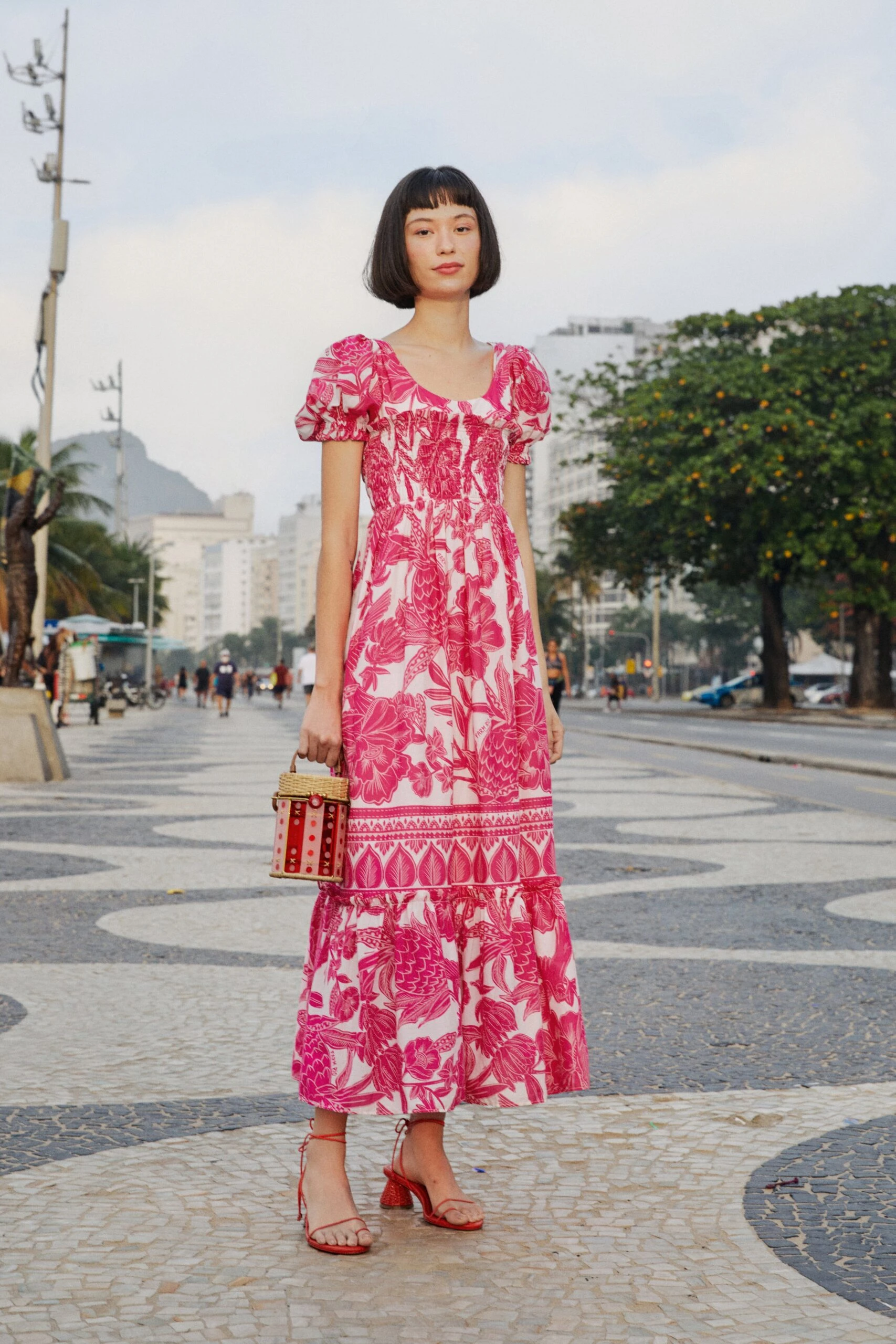 Farm Rio Pink Tropical Woodcut Maxi Dress 1 Farm Rio Pink Tropical Woodcut Maxi Dress