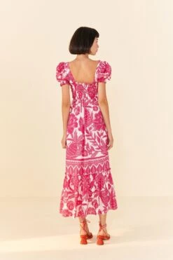 Farm Rio Pink Tropical Woodcut Maxi Dress 9 Farm Rio Pink Tropical Woodcut Maxi Dress -Farm Rio Shoop 306082 04