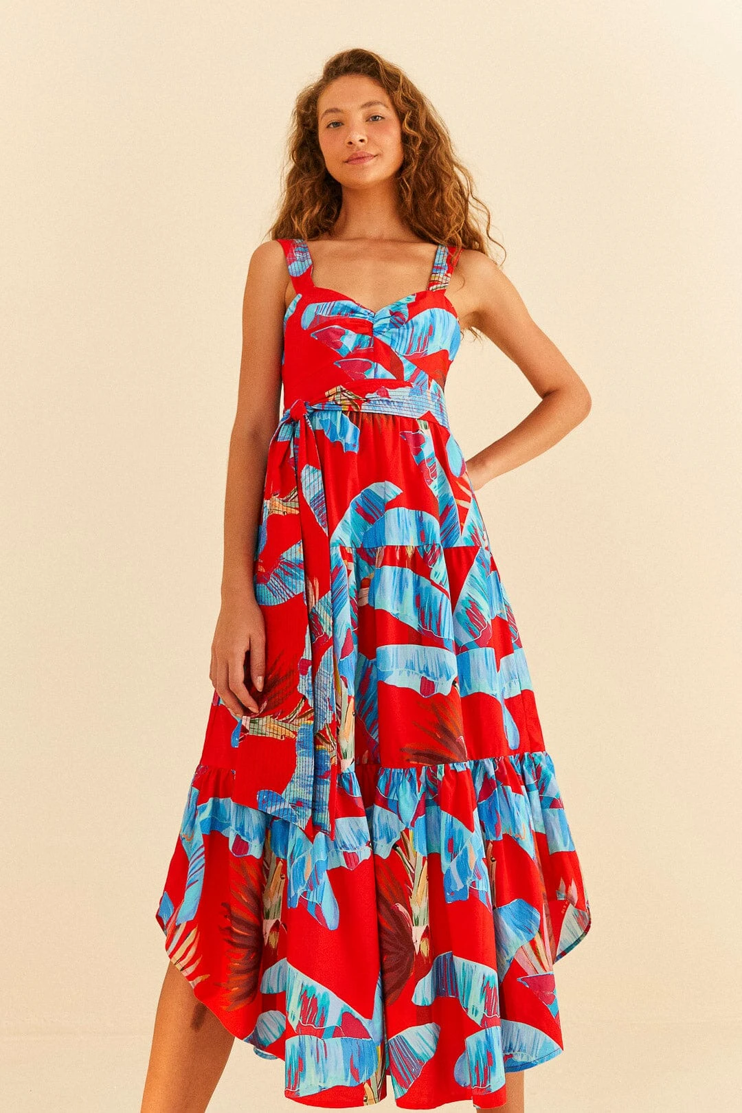 Farm Rio Red Sweet Jungle Midi Dress 1 Farm Rio Red Sweet Jungle Midi Dress