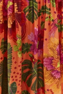 Farm Rio Orange Blooming Garden Midi Dress -Farm Rio Shoop 306092 05