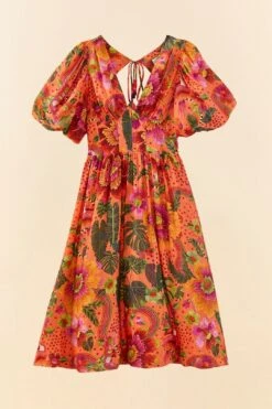 Farm Rio Orange Blooming Garden Midi Dress -Farm Rio Shoop 306092 06