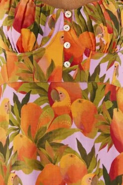 Lilac Mango Macaws Maxi Dress 10 Lilac Mango Macaws Maxi Dress -Farm Rio Shoop 306095 05