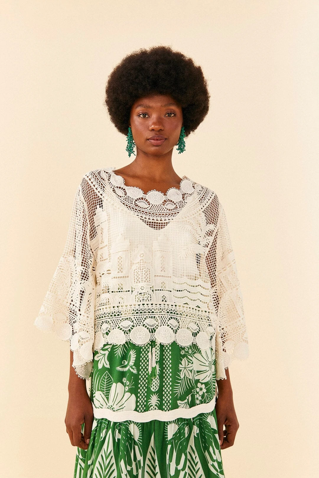 Farm Rio Off-White Morada Boa Guipire Blouse 1 Farm Rio Off-White Morada Boa Guipire Blouse