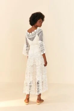 Farm Rio Off White Alucina Luz Guipire Midi Skirt 6 Farm Rio Off White Alucina Luz Guipire Midi Skirt -Farm Rio Shoop 306107 03