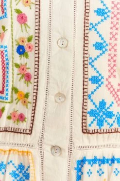 Farm Rio Grandma Gift Embroidered Midi Dress -Farm Rio Shoop 306112 05