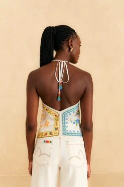 Farm Rio Grandma Gift Embroidered Halter Blouse 9 Farm Rio Grandma Gift Embroidered Halter Blouse -Farm Rio Shoop 306113 04