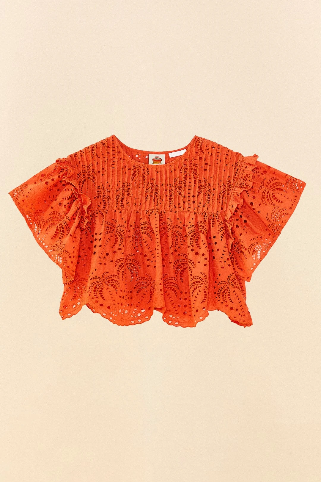 Farm Rio Orange Palm Tree Richelieu Blouse 6 Farm Rio Orange Palm Tree Richelieu Blouse - Image 6