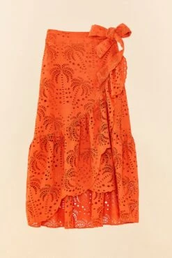 Farm Rio Orange Palm Tree Richelieu Midi Skirt 9 Farm Rio Orange Palm Tree Richelieu Midi Skirt -Farm Rio Shoop 306124 06