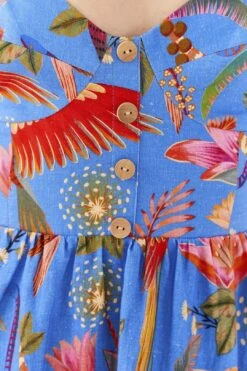 Farm Rio Blue Macaw Party Mini Dress 8 Farm Rio Blue Macaw Party Mini Dress -Farm Rio Shoop 306136 04