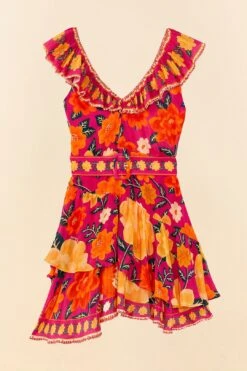 Farm Rio Pink Flowers Tapestry Mini Dress -Farm Rio Shoop 306144 06
