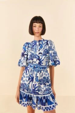 Farm Rio Sweet Rio Puff Sleeve Mini Dress
