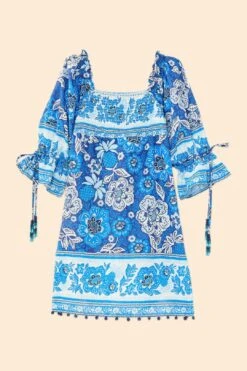 Farm Rio Blue Full Of Flowers Mini Dress 9 Farm Rio Blue Full Of Flowers Mini Dress -Farm Rio Shoop 306152 06