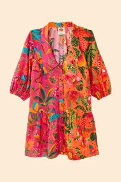 Farm Rio Mixed Warm Prints Organic Cotton Mini Dress -Farm Rio Shoop 306155 06