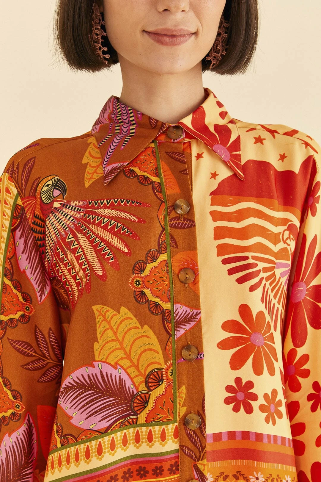 Farm Rio Forest Mixed Scarves Lenzing™ Ecovero™ Viscose Shirtdress 3 Farm Rio Forest Mixed Scarves Lenzing™ Ecovero™ Viscose Shirtdress - Image 3