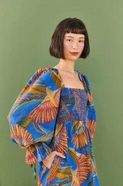 Farm Rio Blue Macaw Flight Mini Dress 8 Farm Rio Blue Macaw Flight Mini Dress -Farm Rio Shoop 306161 03
