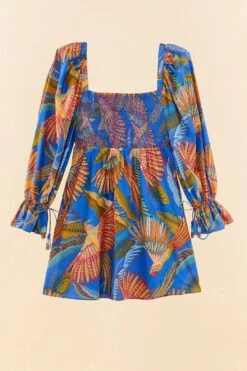 Farm Rio Blue Macaw Flight Mini Dress 11 Farm Rio Blue Macaw Flight Mini Dress -Farm Rio Shoop 306161 06