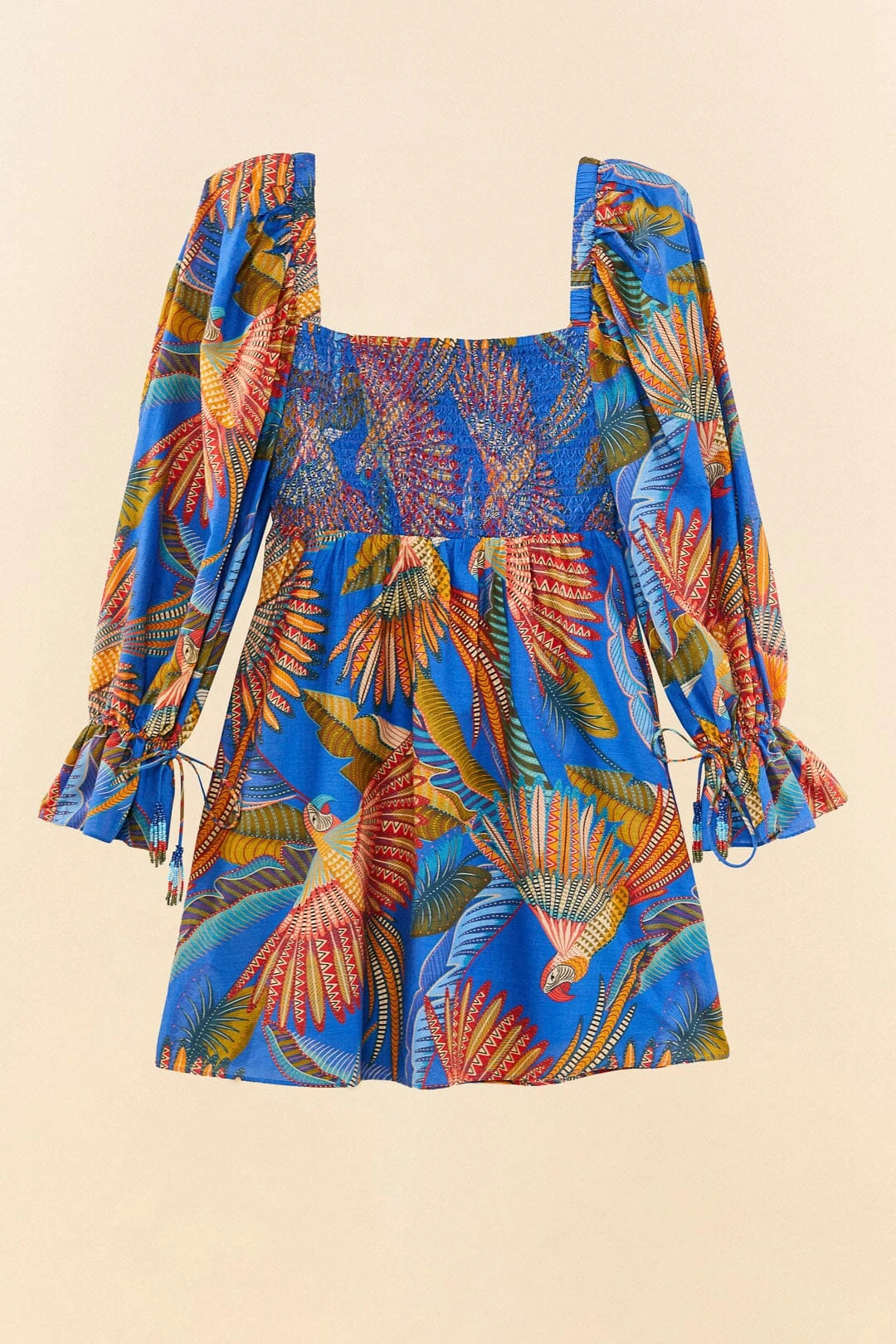 Farm Rio Blue Macaw Flight Mini Dress 6 Farm Rio Blue Macaw Flight Mini Dress - Image 6