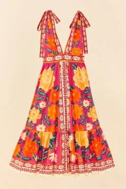 Farm Rio Pink Flower Tapestry Midi Dress -Farm Rio Shoop 306173 06