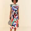Farm Rio Colorful Monstera Organic Cotton T-Shirt Dress