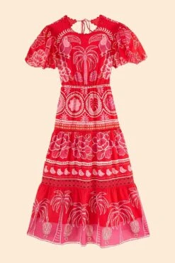 Farm Rio Red Summer Sunrise Midi Dress 11 Farm Rio Red Summer Sunrise Midi Dress -Farm Rio Shoop 306178 06