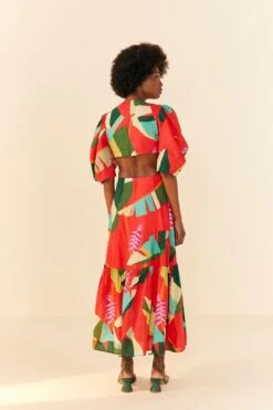 Farm Rio Red Heliconia Midi Dress -Farm Rio Shoop 306185 03