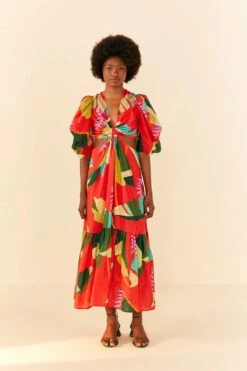 Farm Rio Red Heliconia Midi Dress -Farm Rio Shoop 306185 04