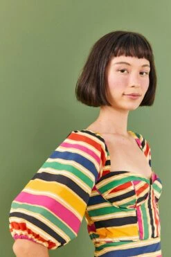 Farm Rio Rainbow Stripes Midi Dress -Farm Rio Shoop 306188 03