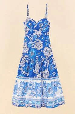 Farm Rio Blue Full Of Flowers Organic Cotton Midi Dress 11 Farm Rio Blue Full Of Flowers Organic Cotton Midi Dress -Farm Rio Shoop 306200 06