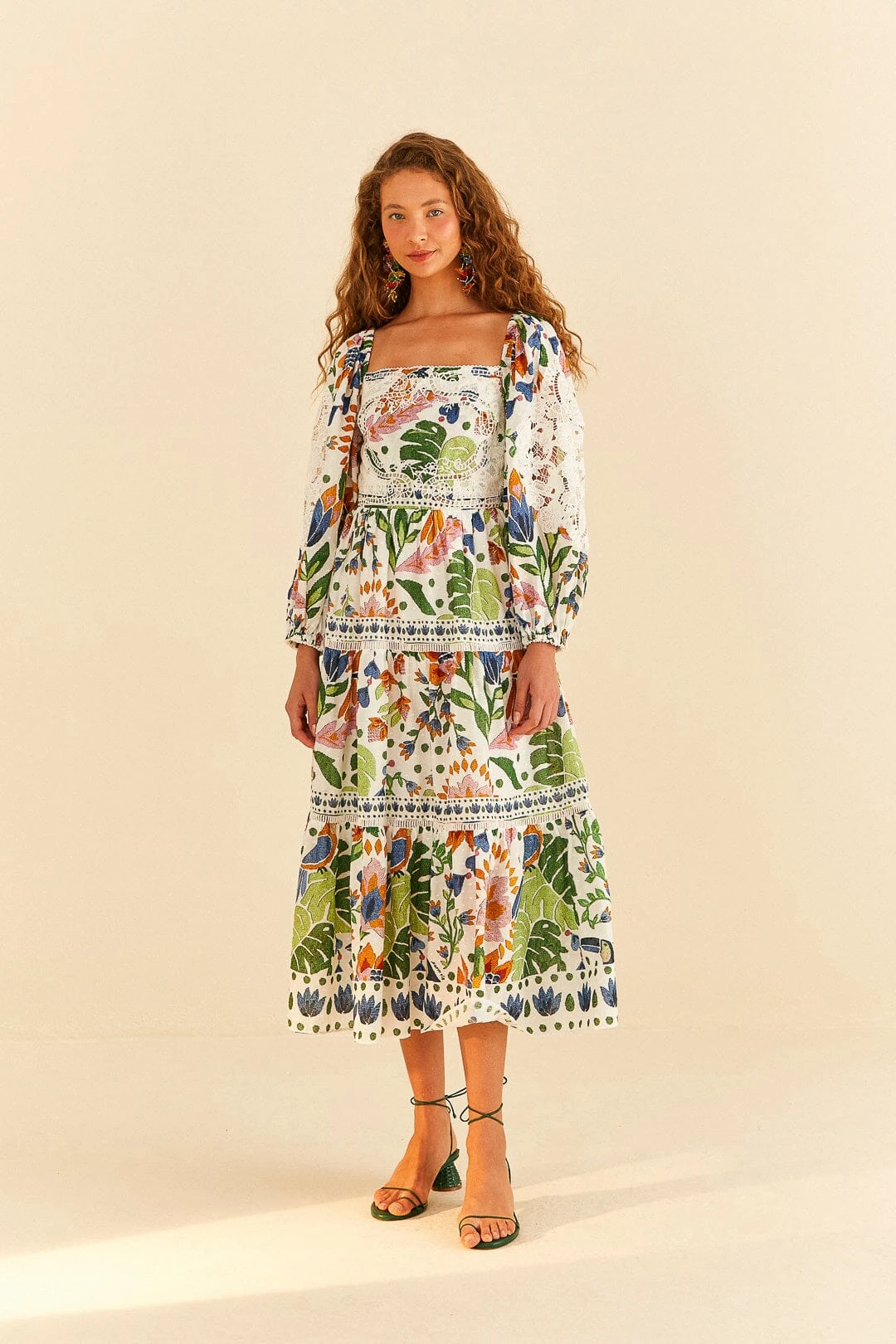 Farm Rio White Summer Garden Midi Dress 2 Farm Rio White Summer Garden Midi Dress - Image 2