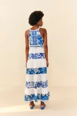 Farm Rio Mixed White And Blue Prints Maxi Dress -Farm Rio Shoop 306205 02