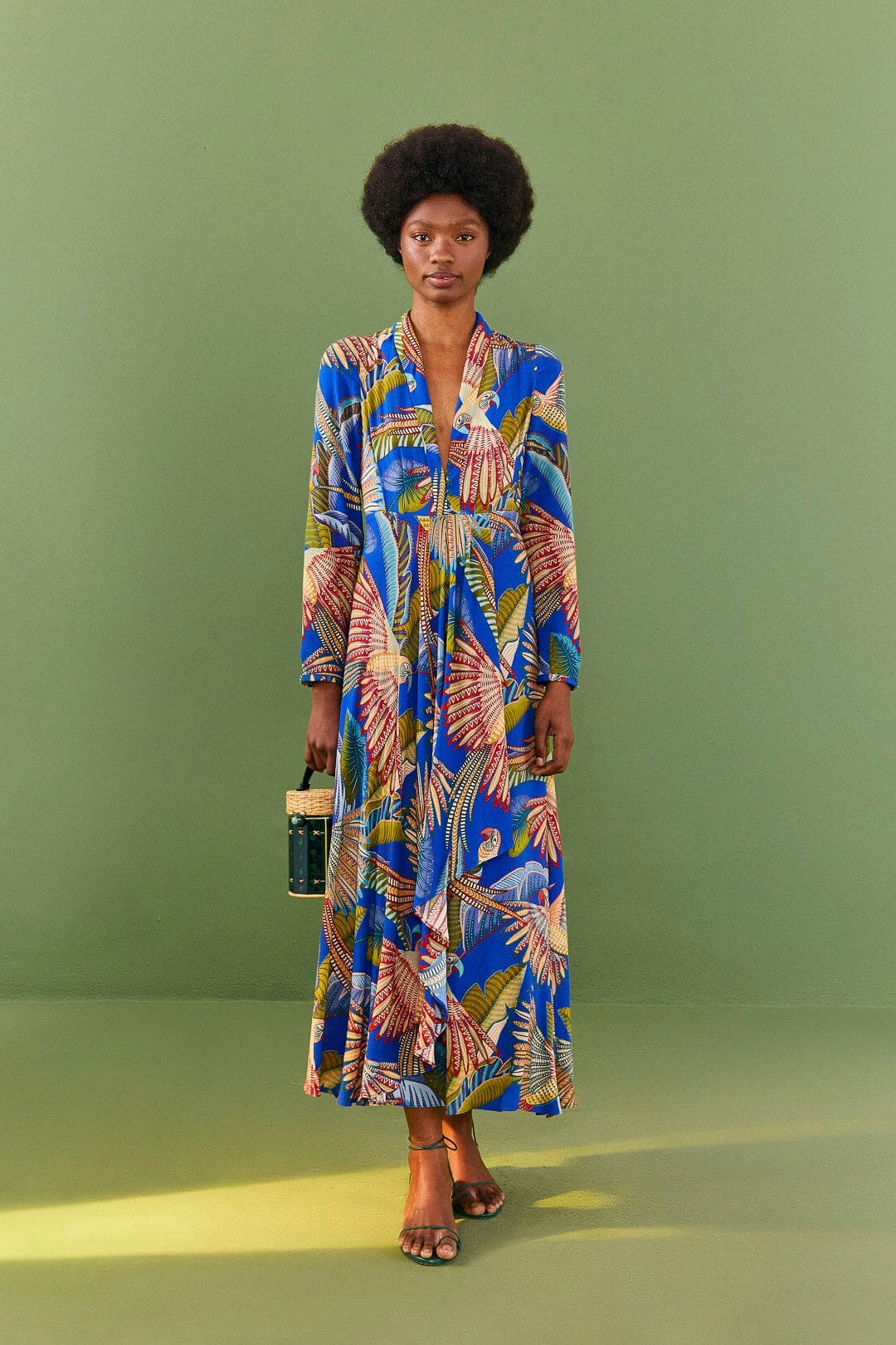 Farm Rio Blue Macaw Flight Maxi Dress 1 Farm Rio Blue Macaw Flight Maxi Dress