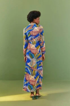 Farm Rio Blue Macaw Flight Maxi Dress 7 Farm Rio Blue Macaw Flight Maxi Dress -Farm Rio Shoop 306211 03
