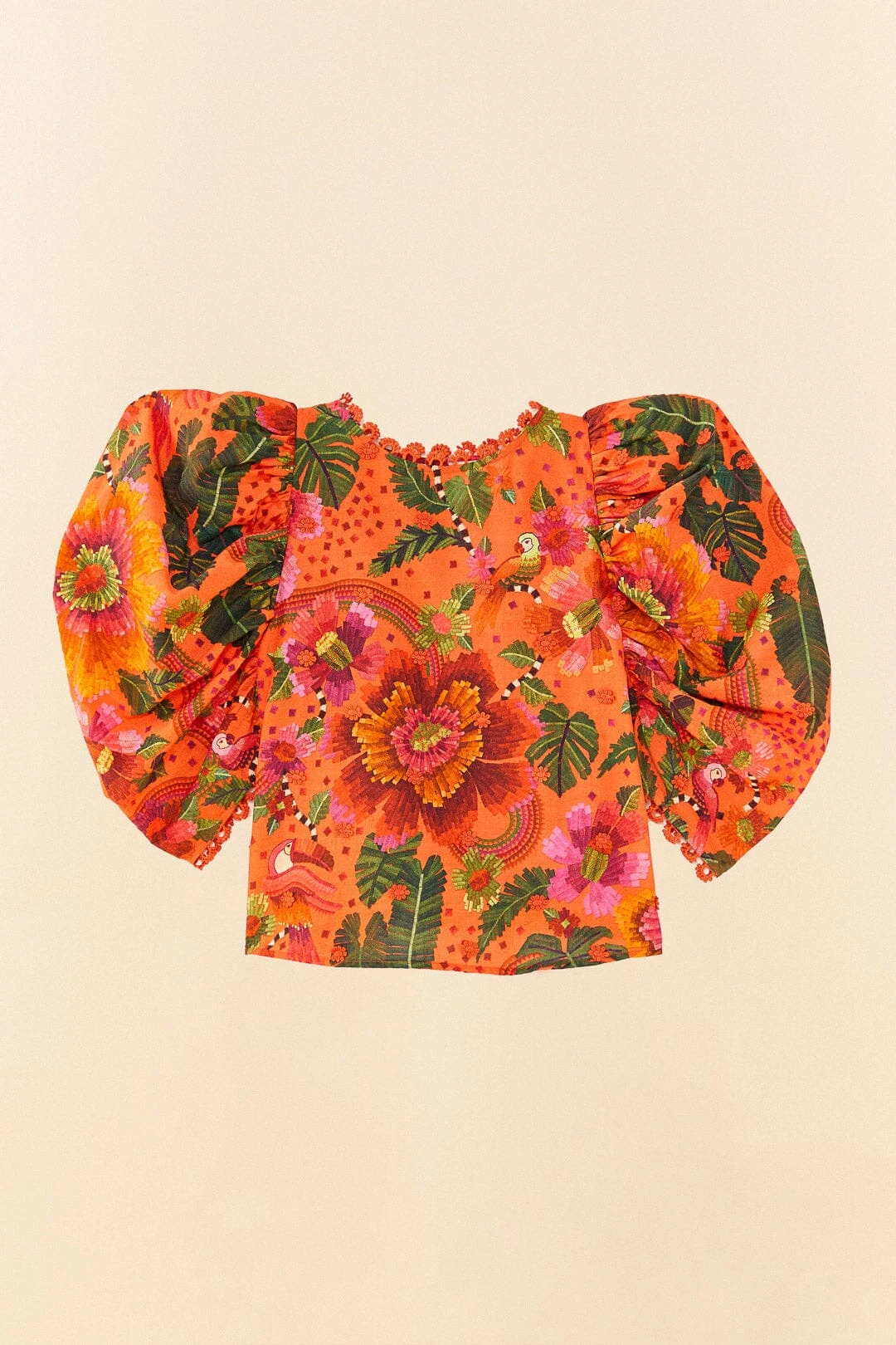 Farm Rio Orange Blooming Garden Blouse 6 Farm Rio Orange Blooming Garden Blouse - Image 6