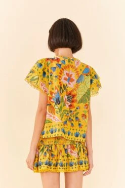 Farm Rio Yellow Summer Garden Blouse -Farm Rio Shoop 306228 04