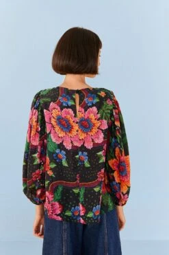 Farm Rio Black Blooming Garden Blouse -Farm Rio Shoop 306231 04