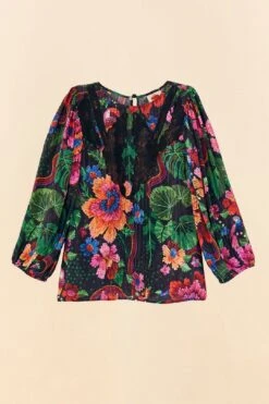 Farm Rio Black Blooming Garden Blouse -Farm Rio Shoop 306231 06