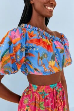 Farm Rio Blue Macaw Party Blouse 8 Farm Rio Blue Macaw Party Blouse -Farm Rio Shoop 306238 03