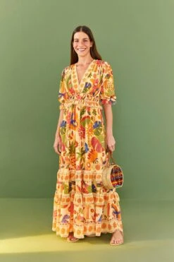Farm Rio Yellow Rio Tapestry Maxi Dress