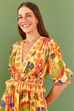 Farm Rio Yellow Rio Tapestry Maxi Dress 8 Farm Rio Yellow Rio Tapestry Maxi Dress -Farm Rio Shoop 306240 03