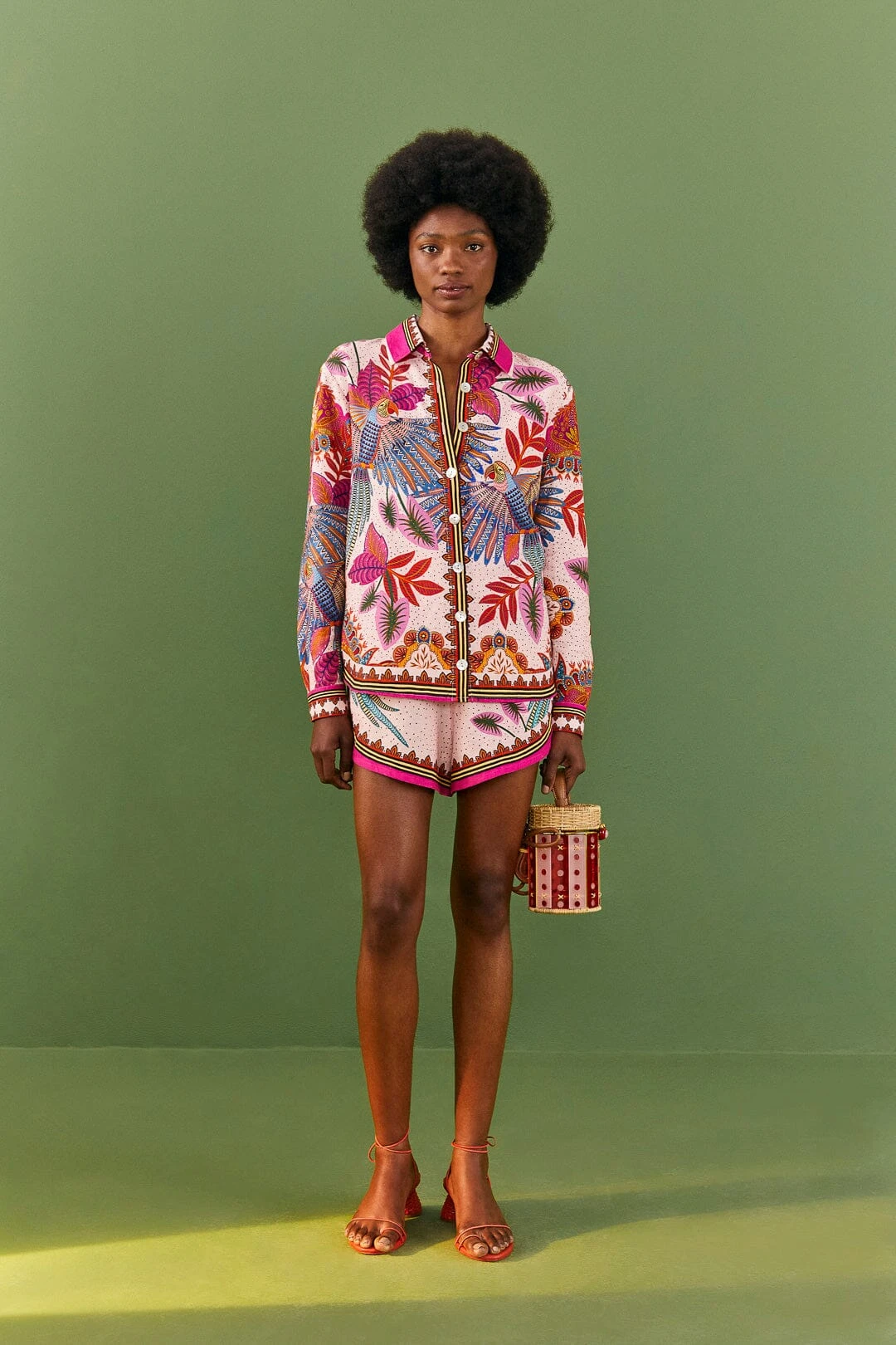 Farm Rio Pink Macaw Scarf Shirt 1 Farm Rio Pink Macaw Scarf Shirt